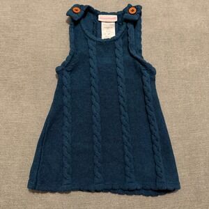 Bonnie Jean Girls Blue Cable Knit Jumper Dress 2T Cotton Sleeveless